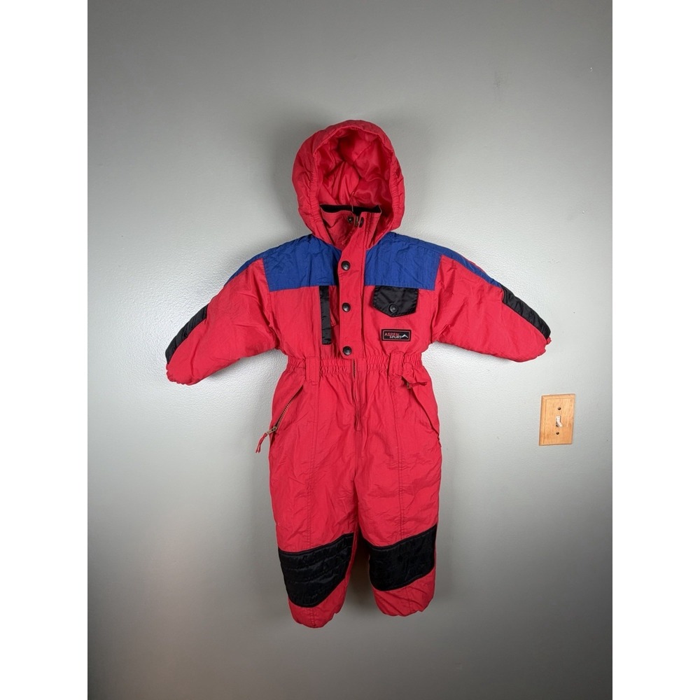 Vintage Aspen Sport 80s/90s Toddler Snowsuit 4T Red Blue One Piece Ski Suit